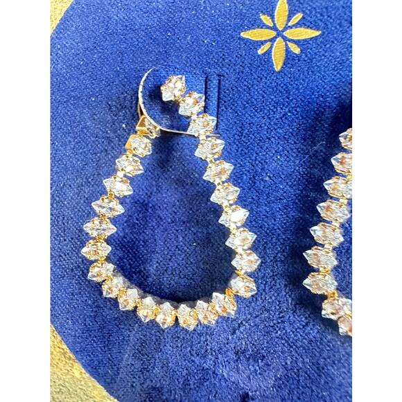 A New Day Gold Rhinestone Teardrop Earrings - Picture 5 of 5